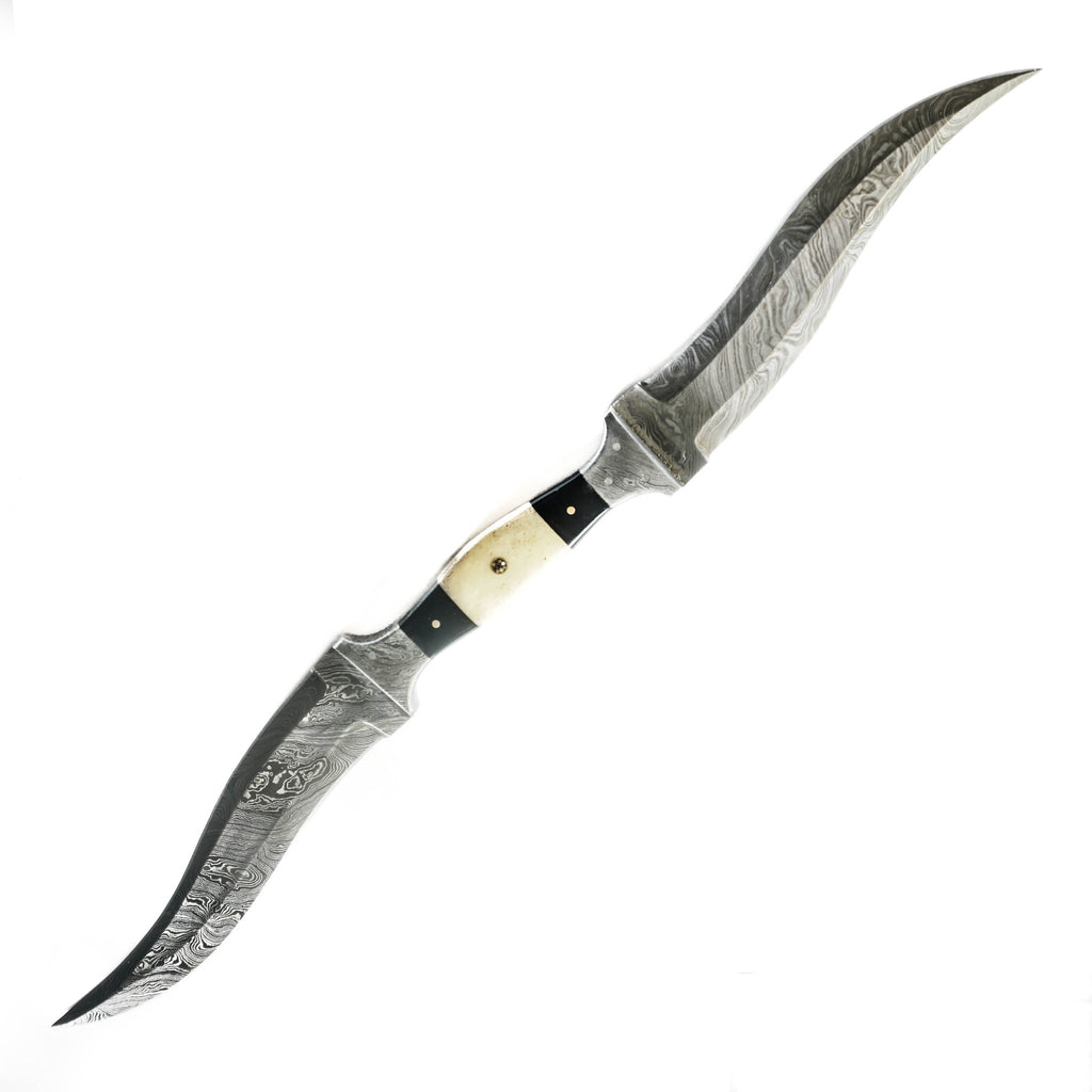 Haladie Knife High Carbon Damascus Steel Blade Double Blade Dagger Sword Battling Blades