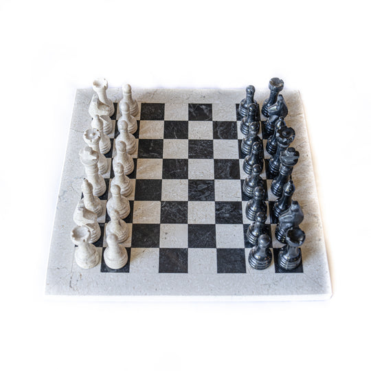 Handmade Premium Marble Chess Set - 16inch Large Size Luxury Chess Board  with Pieces - Modern Marble Chess Set with Gift Box (Black and Coral (B))