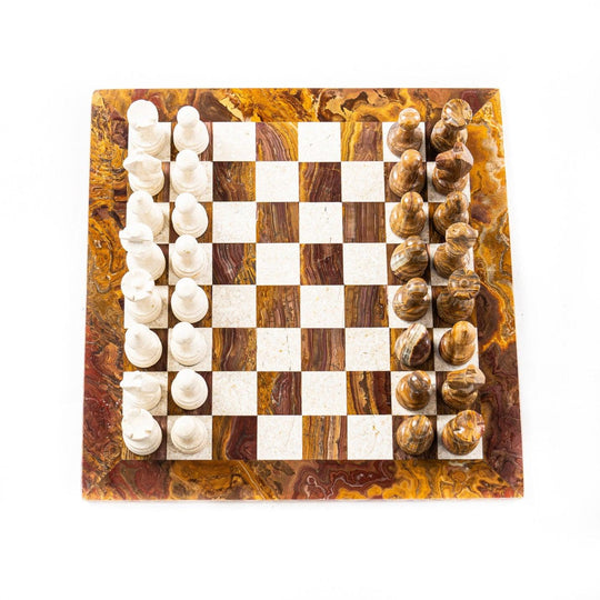 16 Marble Chess Set in Coral and Red – Chess House