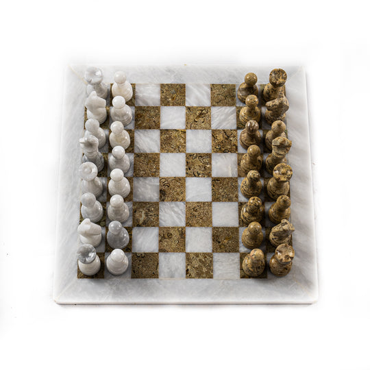 14 Black and White Marble Chess Set – Chess House