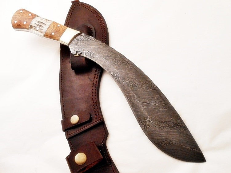 gurkha-kukri-knife-handmade-high-carbon-damascus-steel-machete-knife-sword-17