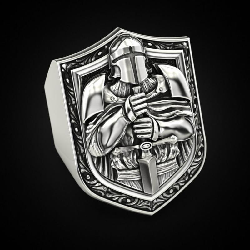handmade-embossed-signet-rings-medieval-knight-ring
