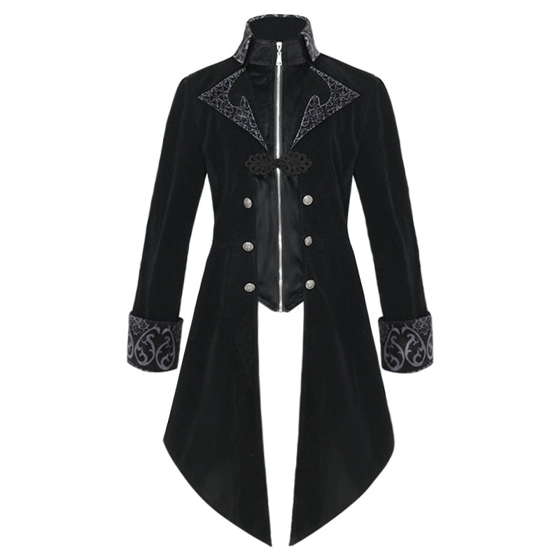 Medieval Tailcoat- Velvet Stand Collar Jacket – Battling Blades
