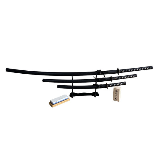 Viking Sword Bundle- Damascus Steel Viking Sword- Maintenance Kit- Sword  Sharpener- Sword Stand