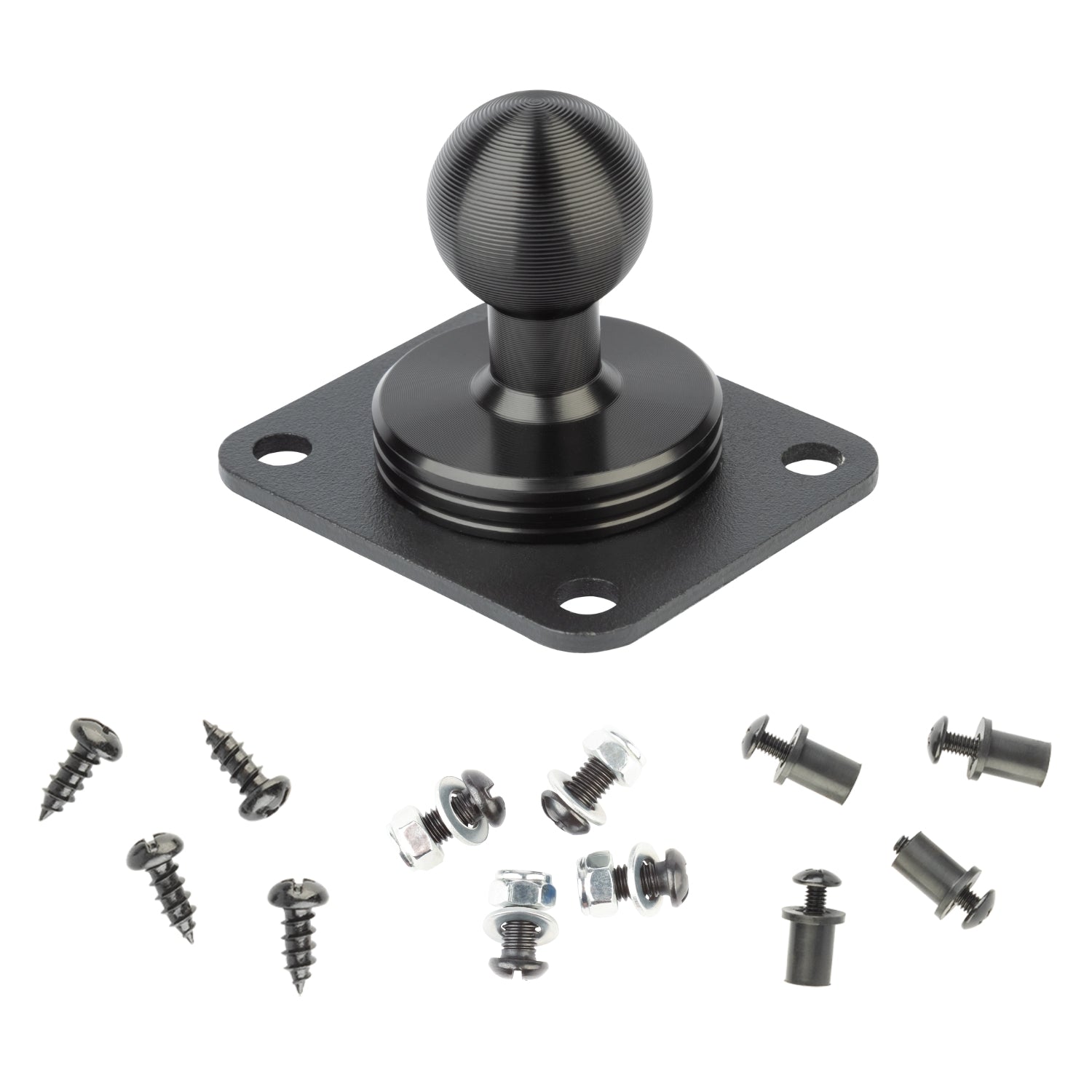 4-Hole AMPS Metal Mounting Plate with Integrated 20mm Ball + 3x Sets of Installation Hardware