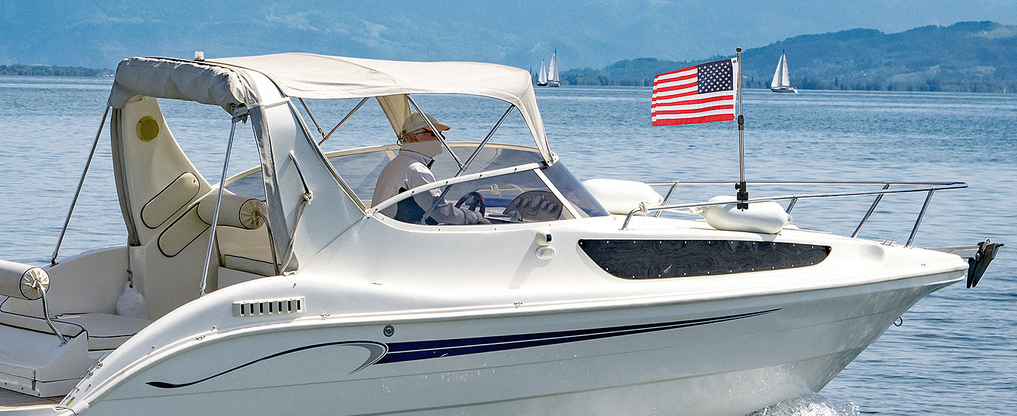 18''x 11.8'' Adjustable American Boat Flag with Pole – Kemimoto