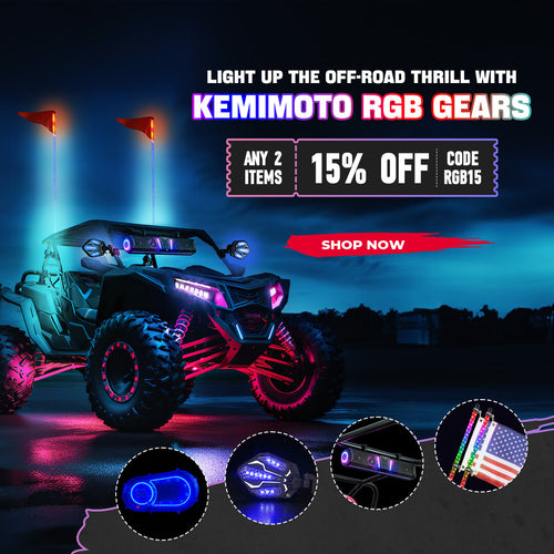Kemimoto RGB Soundbar & Whip Lights - Buy 2 Items Get 15%off 