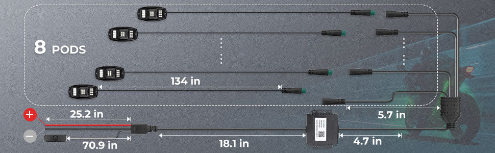 Universal 8 Pods RGB Rock Light Kit
