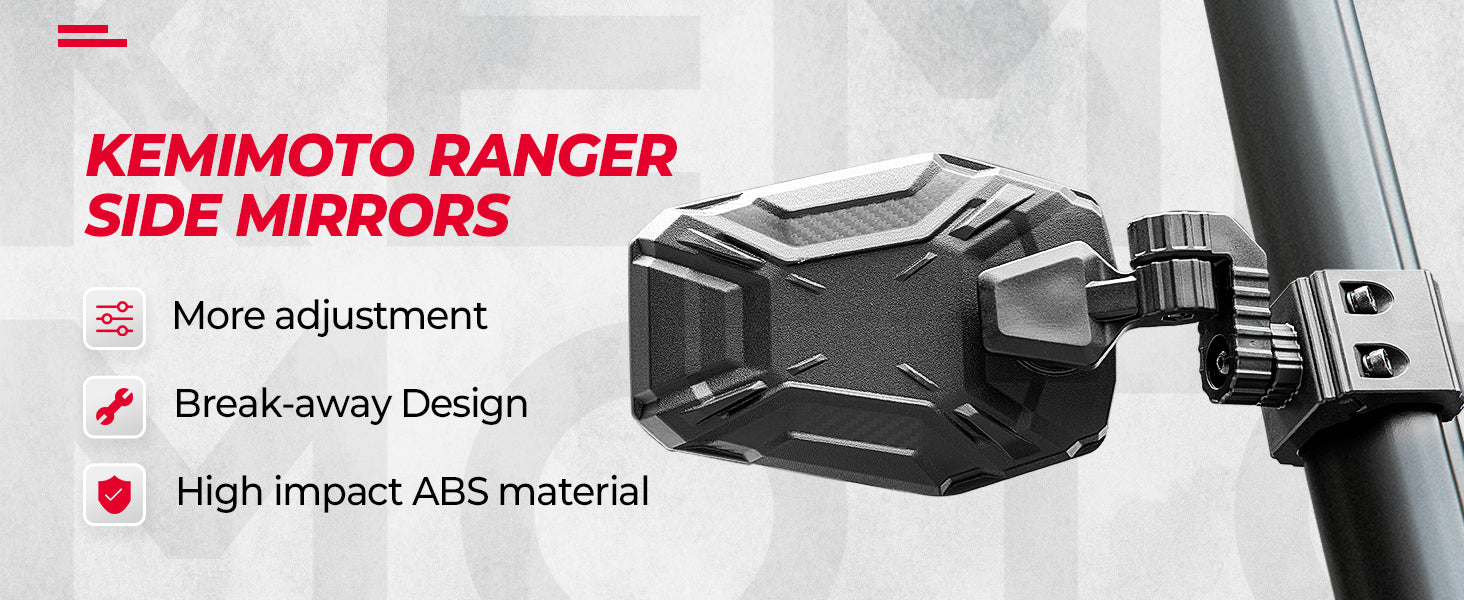 UTV Side Mirrors Fit Polaris Ranger/ Can-Am Defender/ Maverick Trail