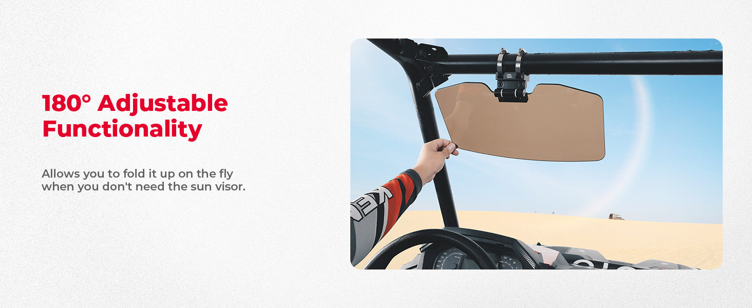 Kemimoto Oversized Upgraded UTV Sun Visor Fit 1.5-2 in Roll Bars