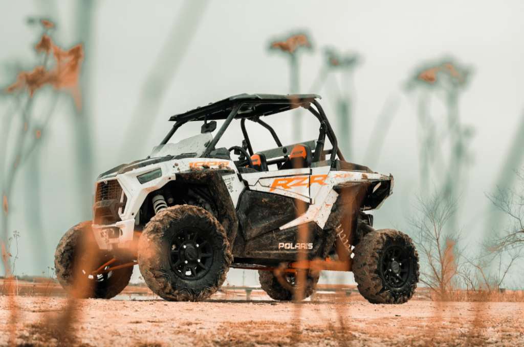 A Polaris RZR on the rural road