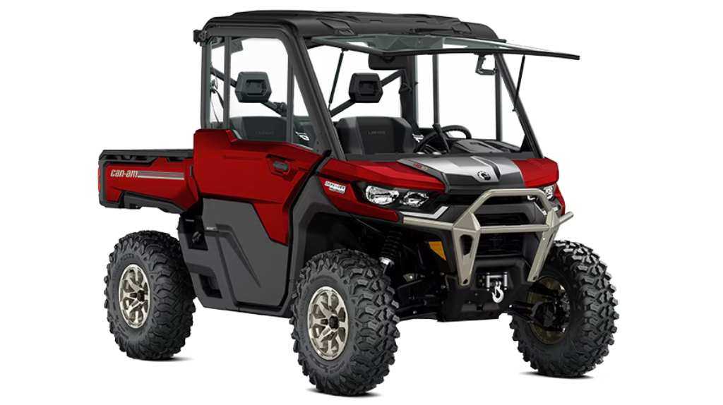 A red Can-Am Defender
