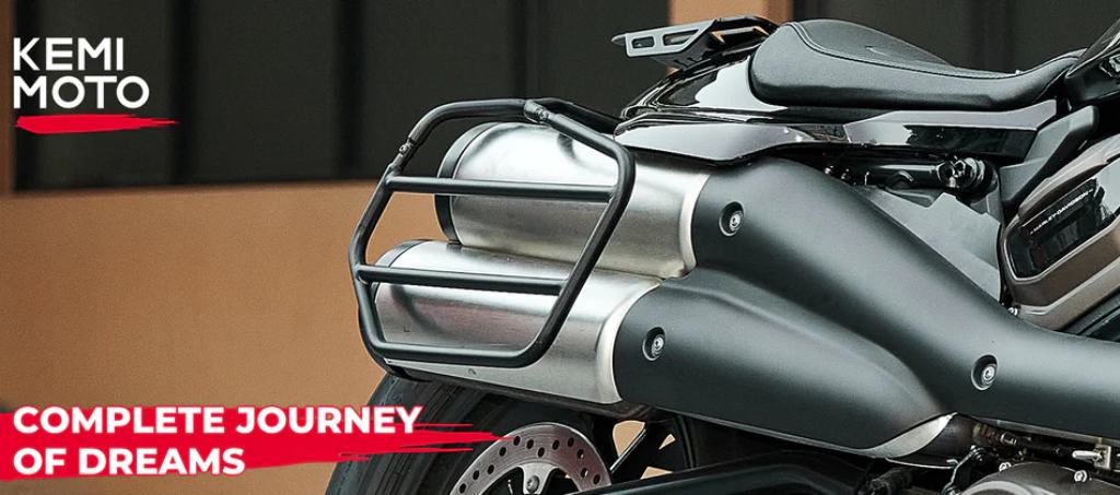 “COMPLETE JOURNEY OF DREAMS and KEMIMOTO logo with KEMIMOTO accessories for Harley Sportster S-1