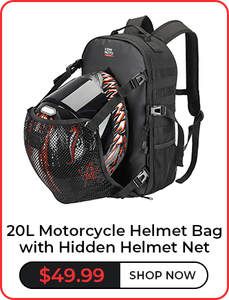 20L Motorcycle Helmet Bag with Hidden Helmet Net