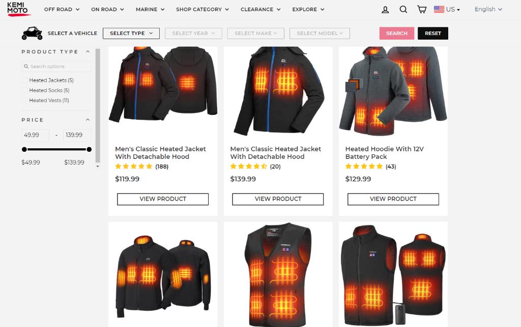 Kemimoto’s online shop sells a vast selection of heated jackets that are safe to wear