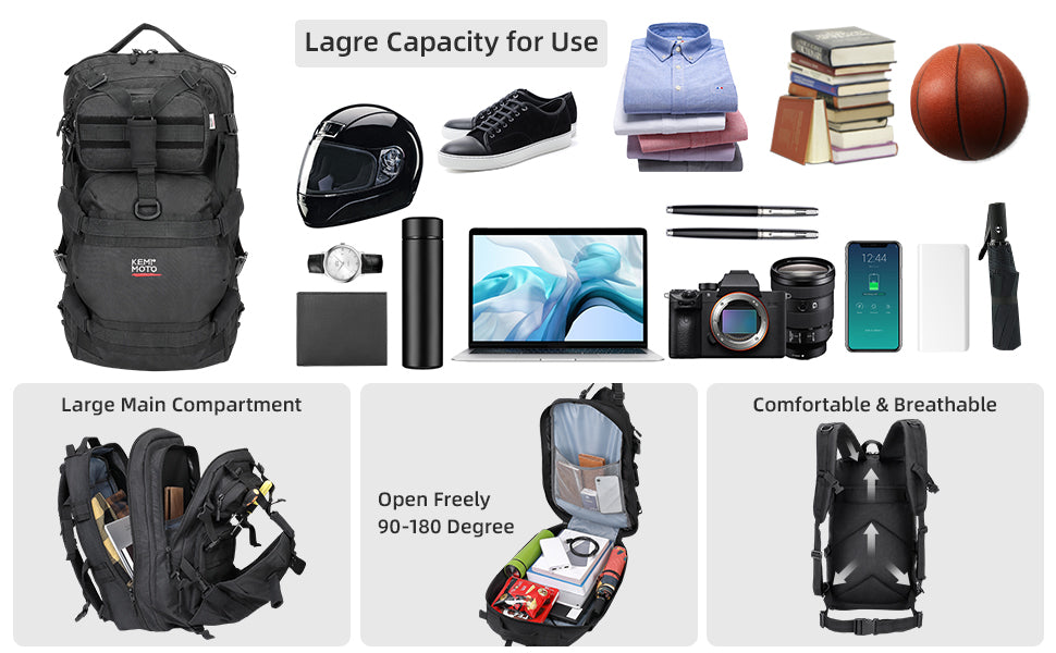 Motorcycle 37L Helmet Backpack with USB-charge Port