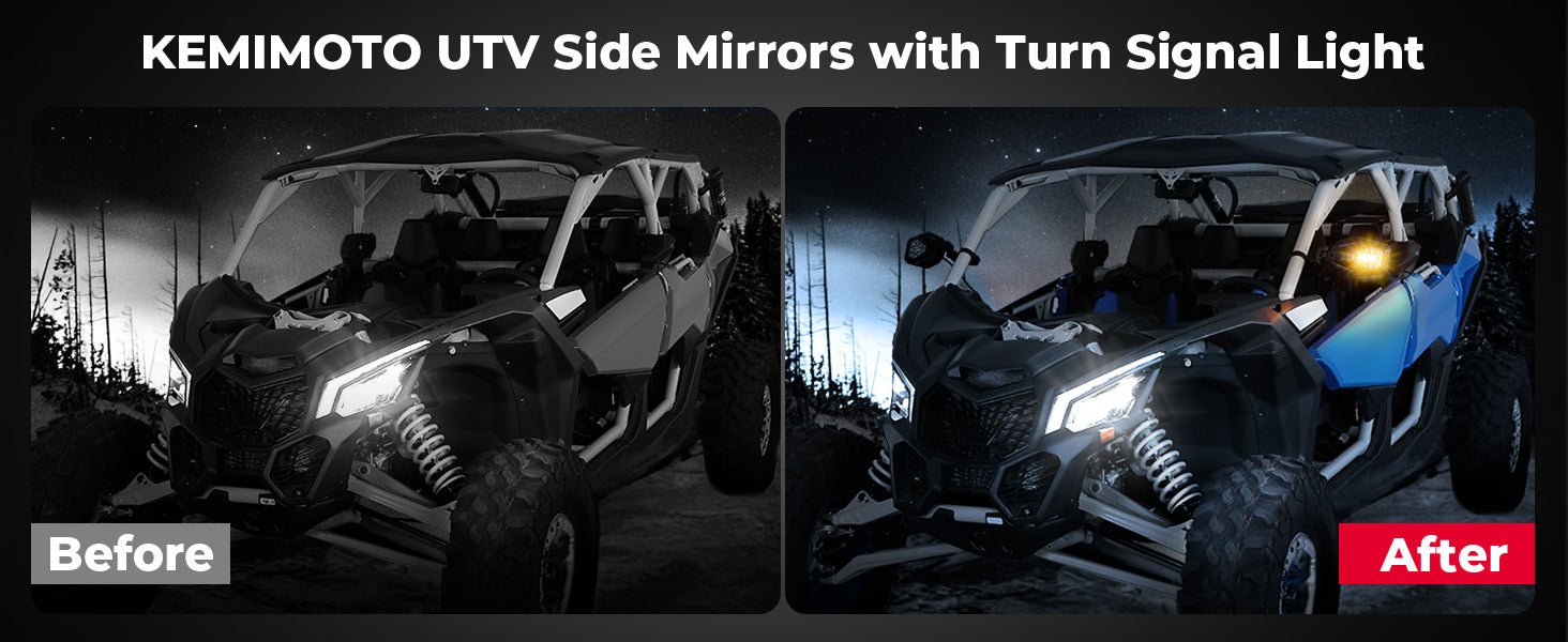 UTV Side Mirrors with Lights – Kemimoto