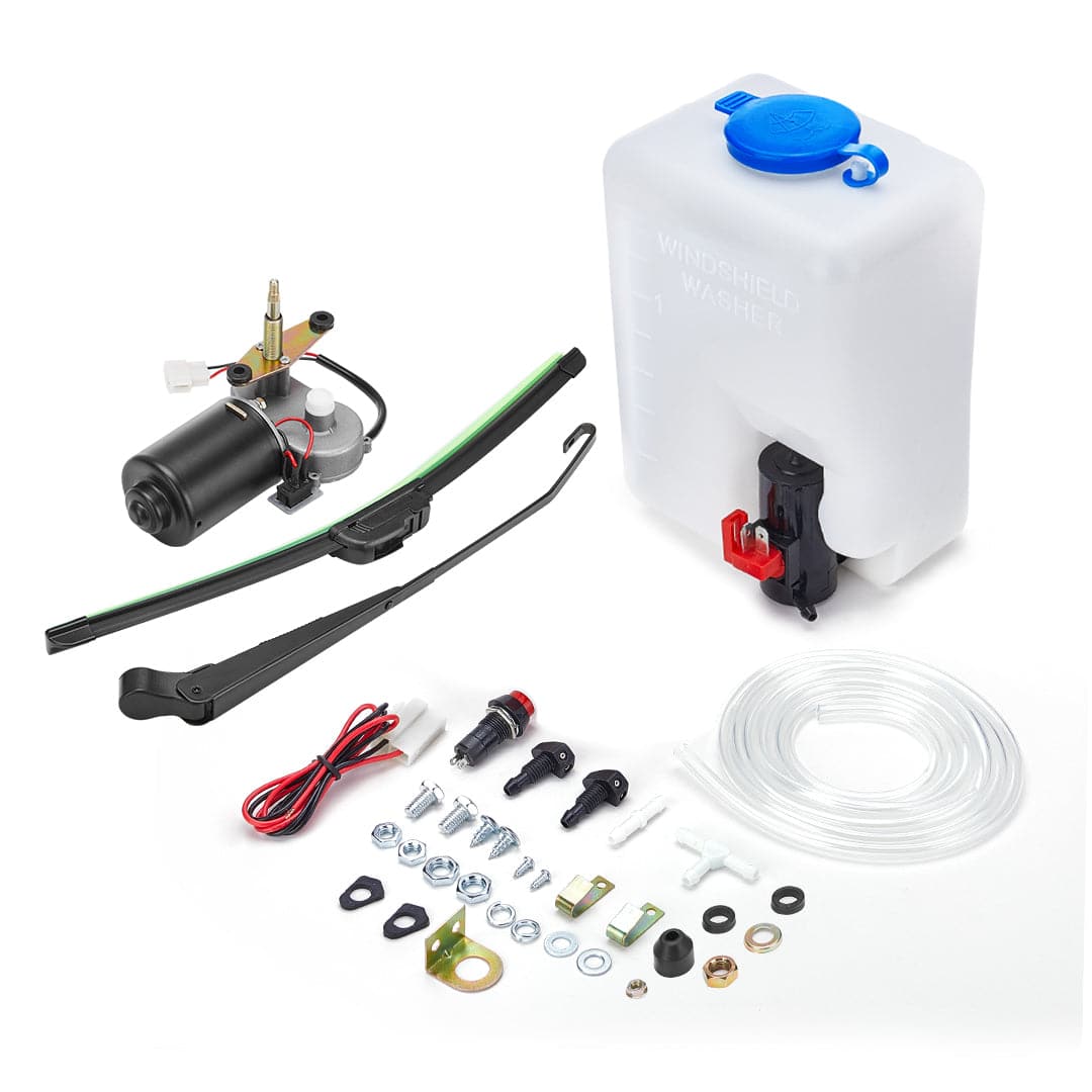 KEMIMOTO Bomba universal para limpiaparabrisas de automóvil, kit de botella  de depósito de líquido de lavadora con bomba interruptor de botón de