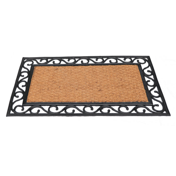 Plain Rectangle Natural Coir Doormat with Black Rubber Border — OnlyMat