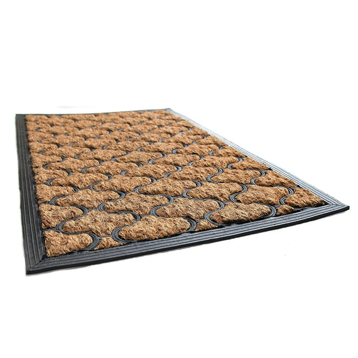 Elegant Hexagon Design Tough Rubber Moulded Coir Floor Mat Onlymat