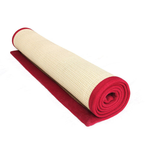 Anti-Skid Eco-Friendly Jute Yoga Mat With Maroon Cotton Border — OnlyMat