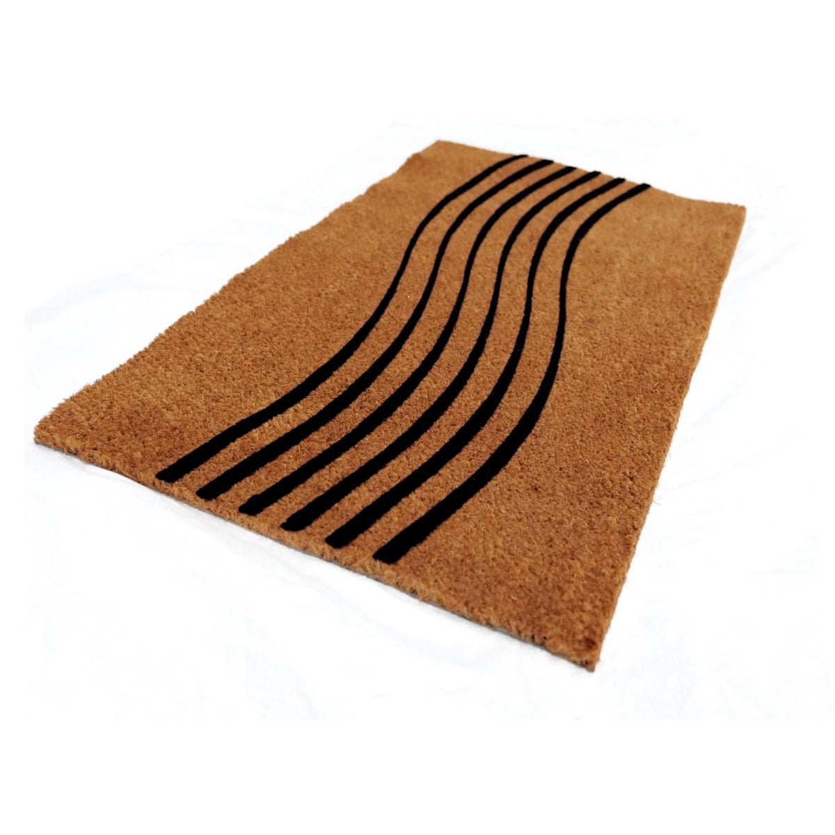 Trendy Wave Printed Oblong Natural Coir Doormat — OnlyMat