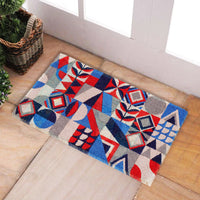 Italian Picasso Pattern Blue and Red Colour Natural Coir Door Mat