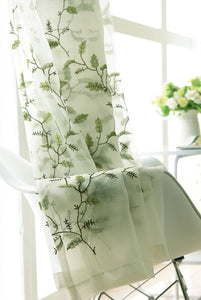 Modern Green Faux Tulle, Cotton Curtains and Drapes