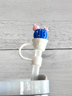 Blue Cactus Straw Toppers - Anchored Bliss Boutique