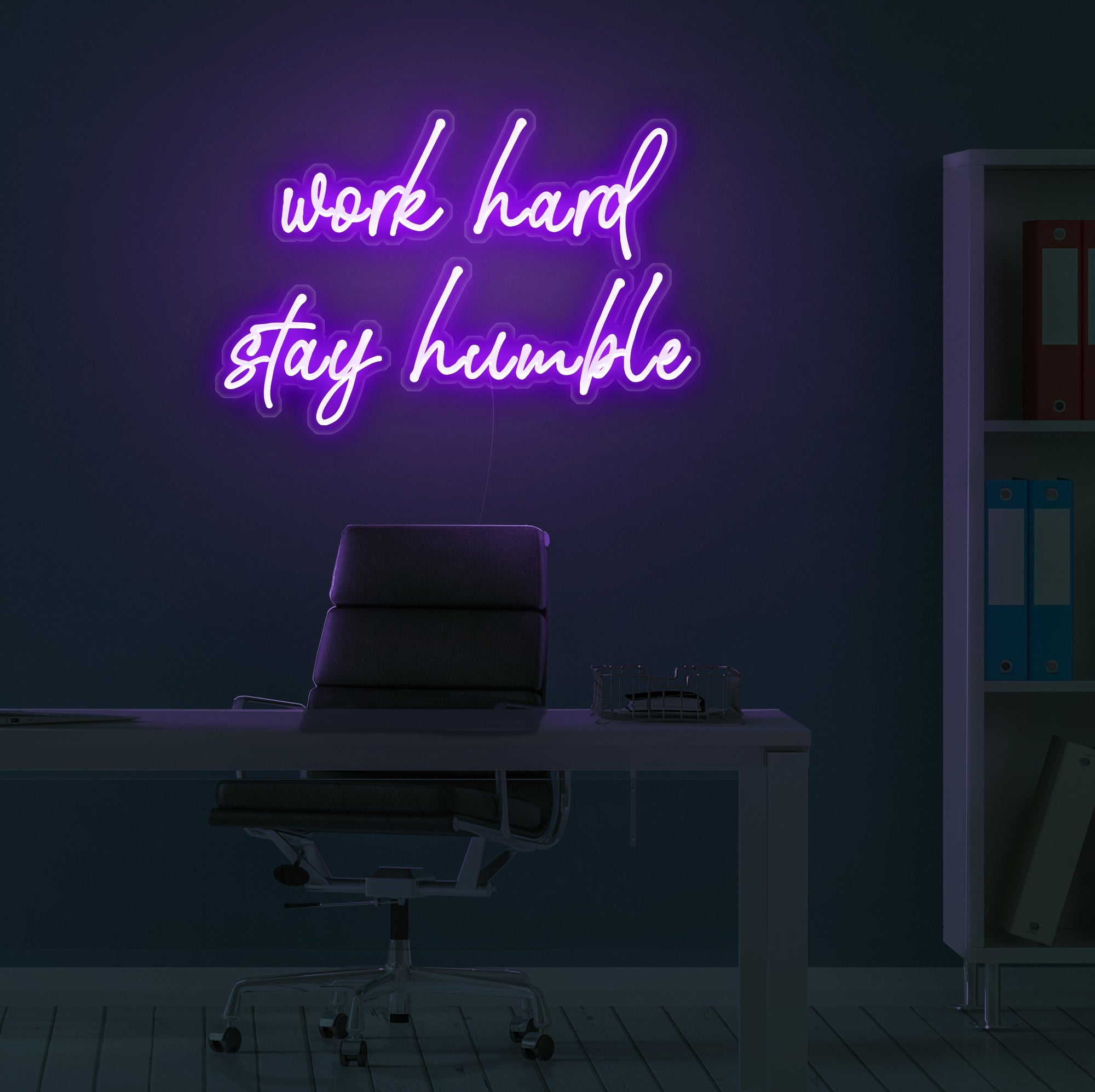 Motivational Neon Sign | Work Hard, Stay Humble | Elitist