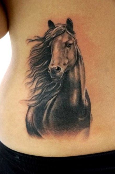 realistic horse tattoo on upper leg for women｜TikTok Search