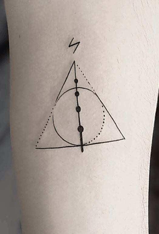 Deathly Hallows symbol  Tattoo and piercing studio in Farnborough  Hampshire Artists specialising in custom black and grey dotwork floral  and cover ups