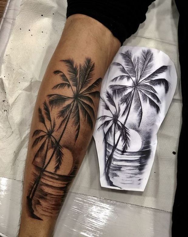 draketattoopalmtreesunsetbeachcolorryandrakeryandraketattoo