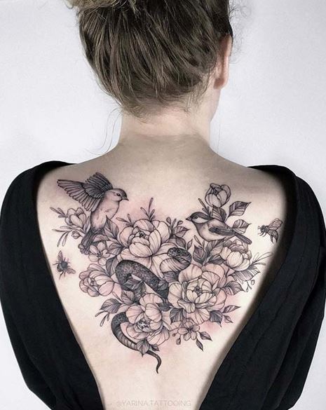 Freehand Flower Garden and Bee by Adam Aguas TattooNOW