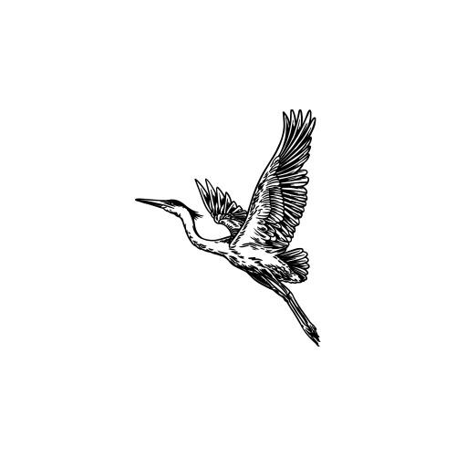 Heron Tattoo Black Vector Images over 170