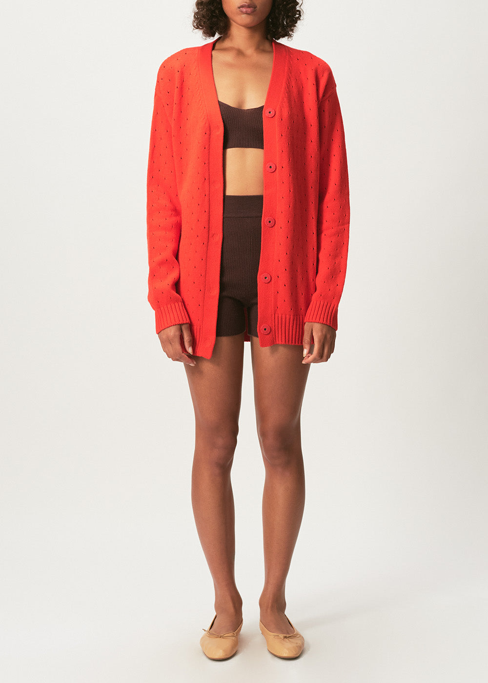 Babe Oversized Cardigan - Large / TOMATO