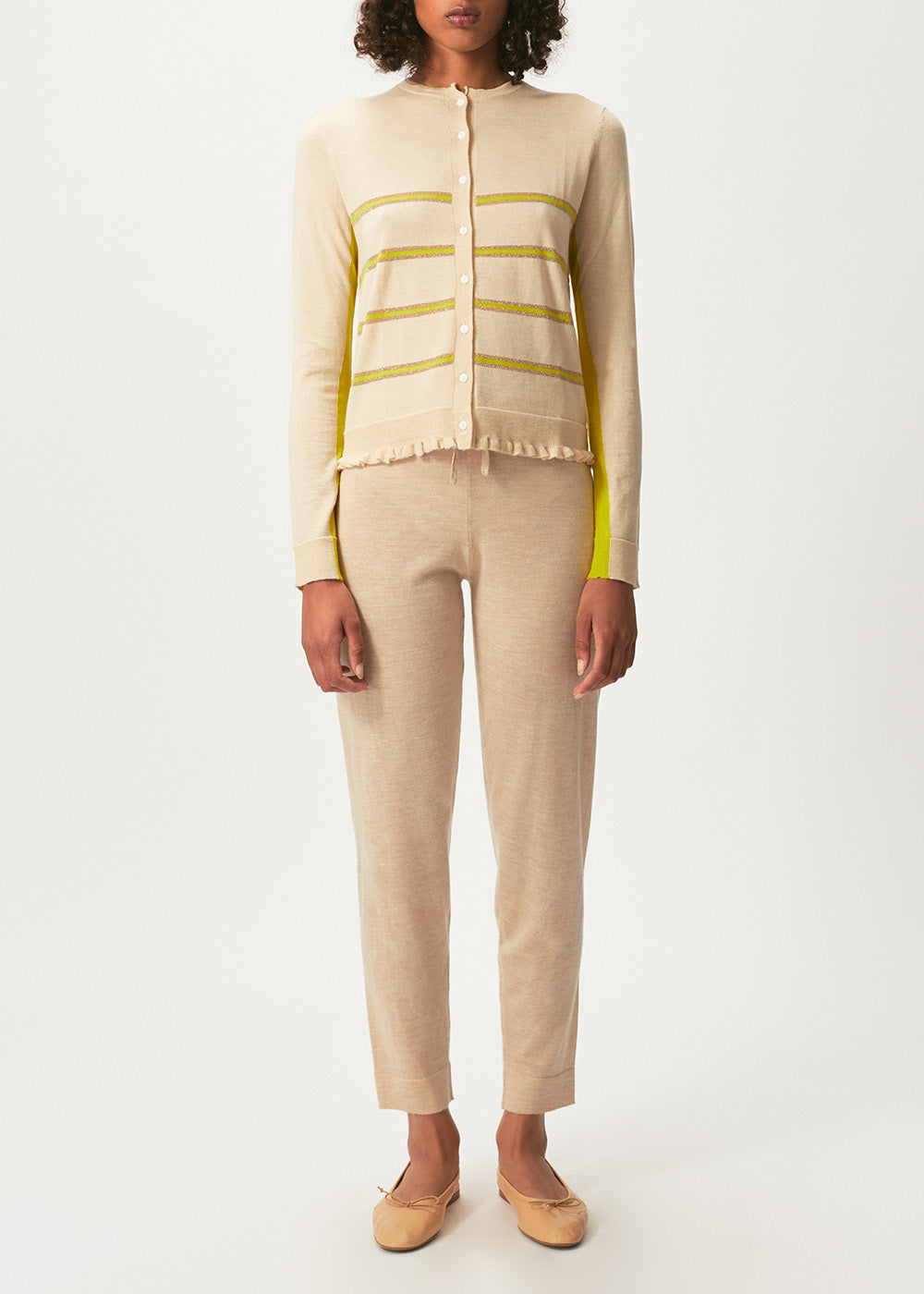Capucine Cropped Cardigan - Small / CANVAS WITH CITRUS STRIPES AND GOLD LUREX