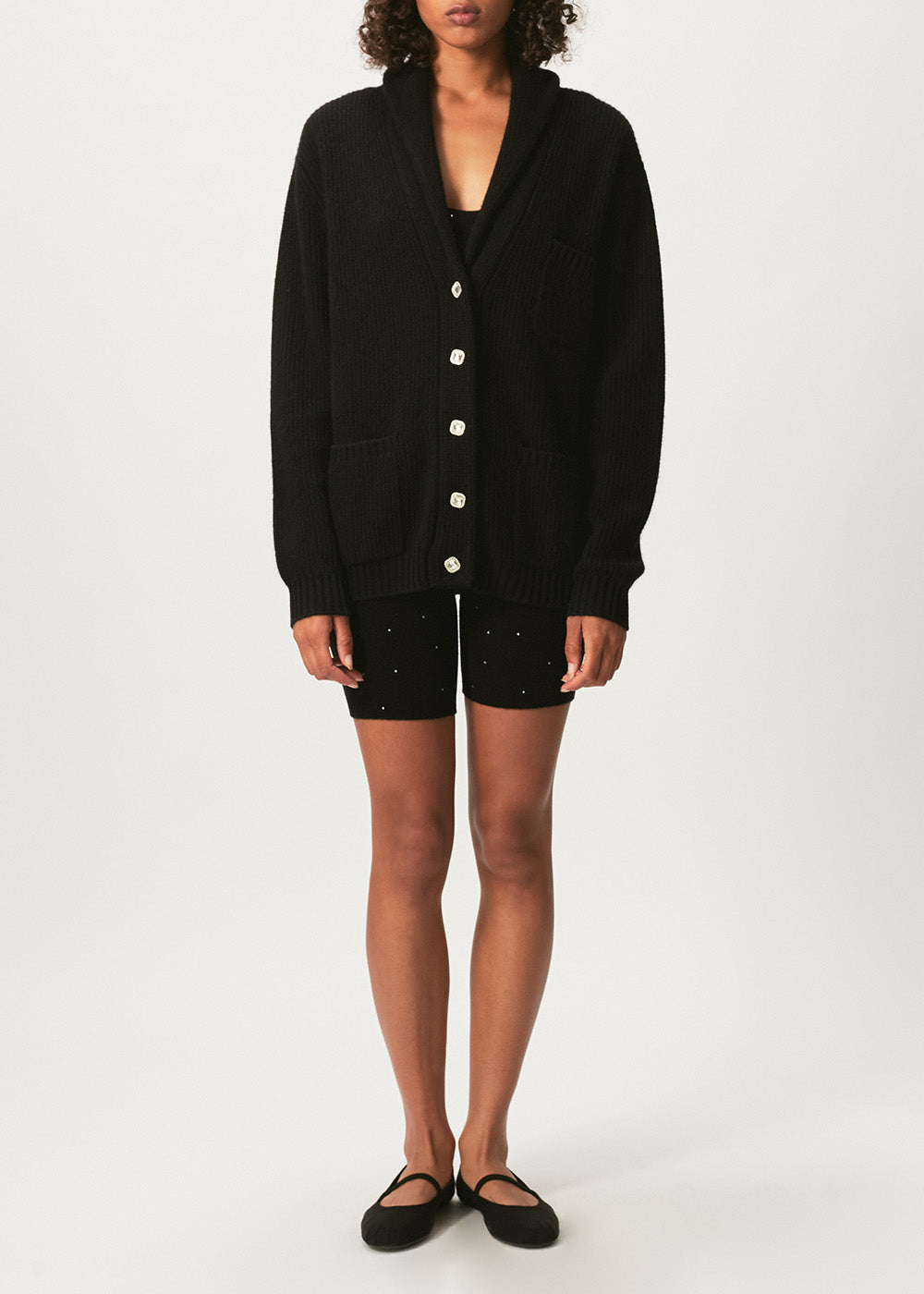 Esra Boyfriend Cardigan - One Size / Beaded Black