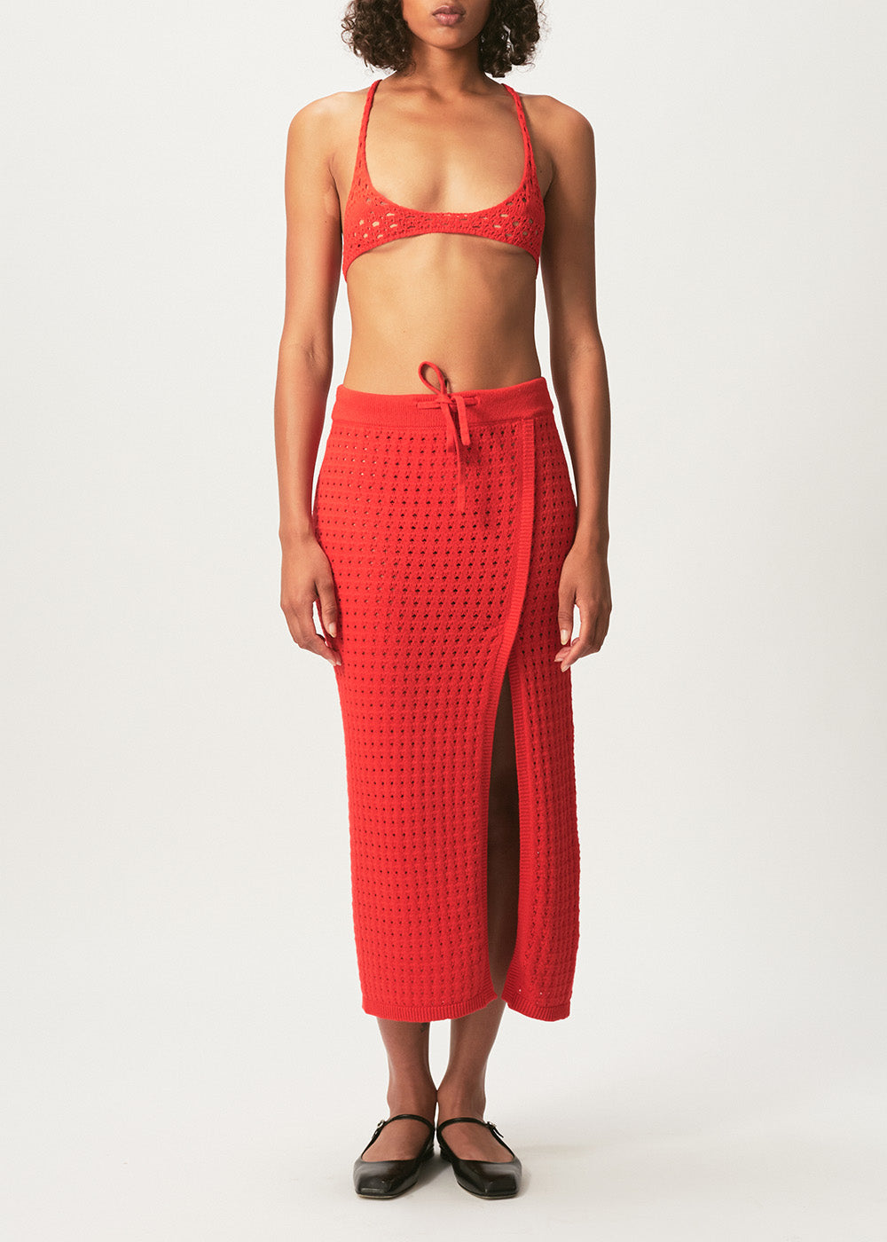 Mona Crochet Skirt - Medium / Red