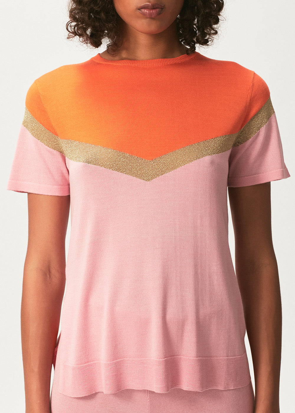 Igne Luxe Tee - Small / EMBER/PINK/GOLD LUREX
