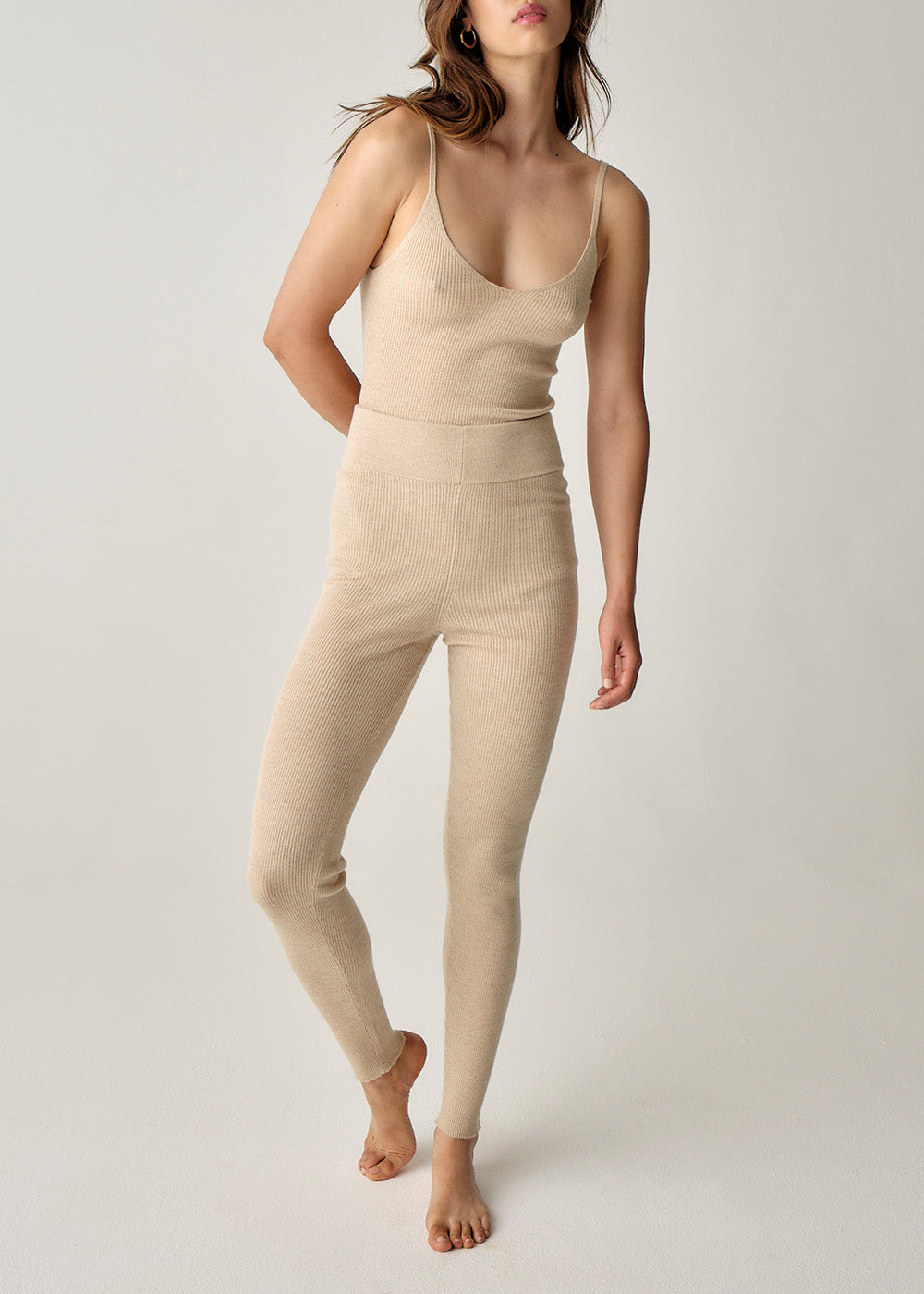 Cruz Cashmere Leggings - Medium / Sandstone