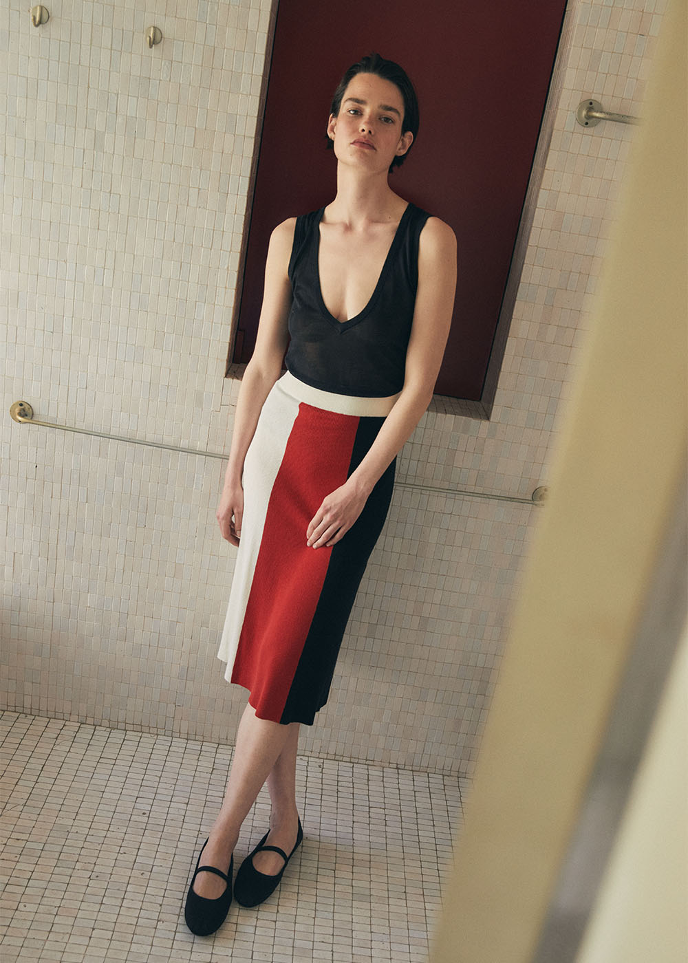Tri Knit Skirt - Medium / Ivory/Kilim Red/Black