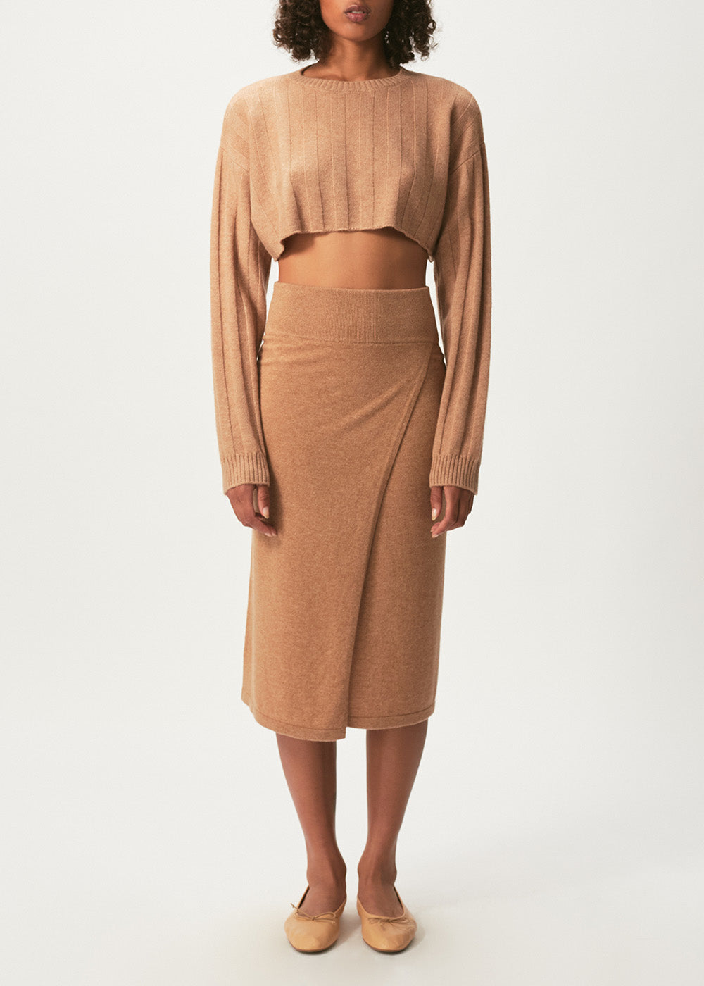 Lucia Wrap Knit Skirt - Medium / Camel