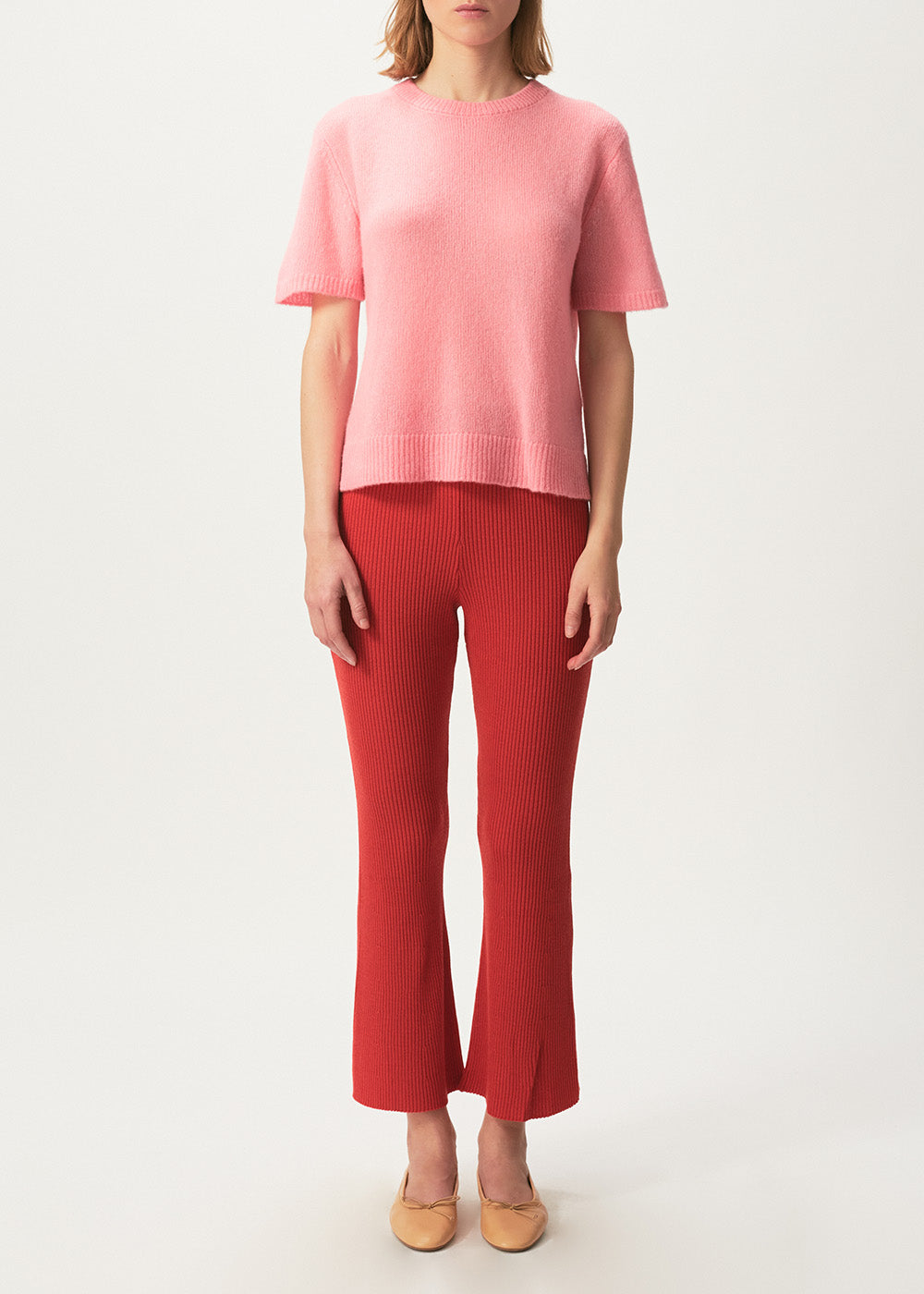 Sidley Fine Knit Cashmere Tee - Medium / Malibu Pink