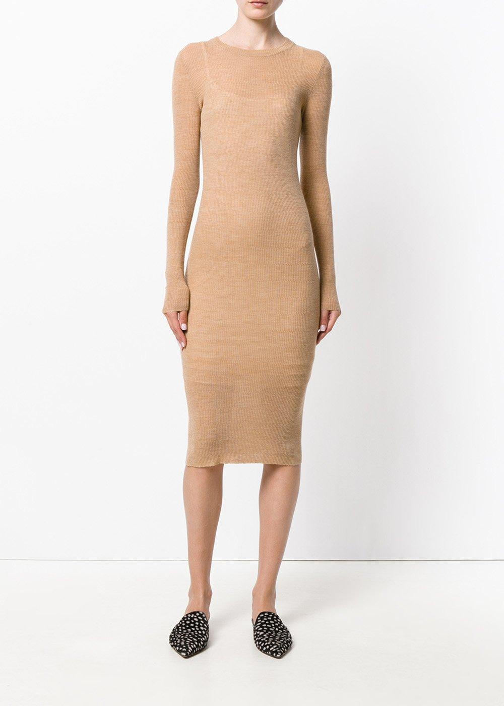 BEIGE FEATHERWEIGHT WOOL KNIT DRESS 