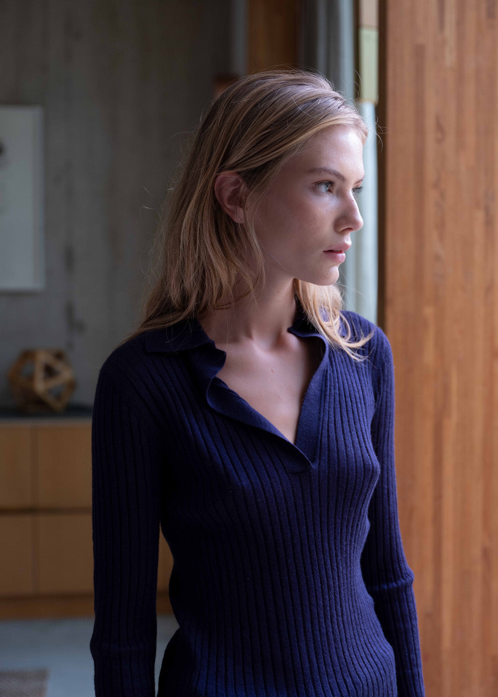 Sadie Featherweight Cashmere Polo - Small / Navy Blue