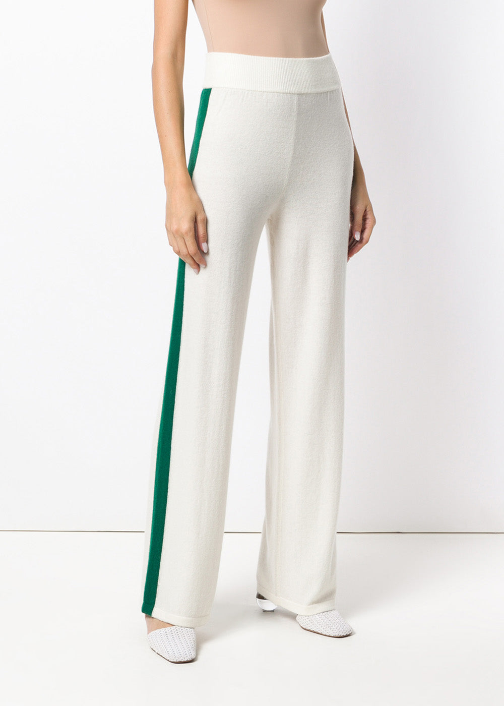 Alex Knit Trousers - Small / Ivory/Forest Green