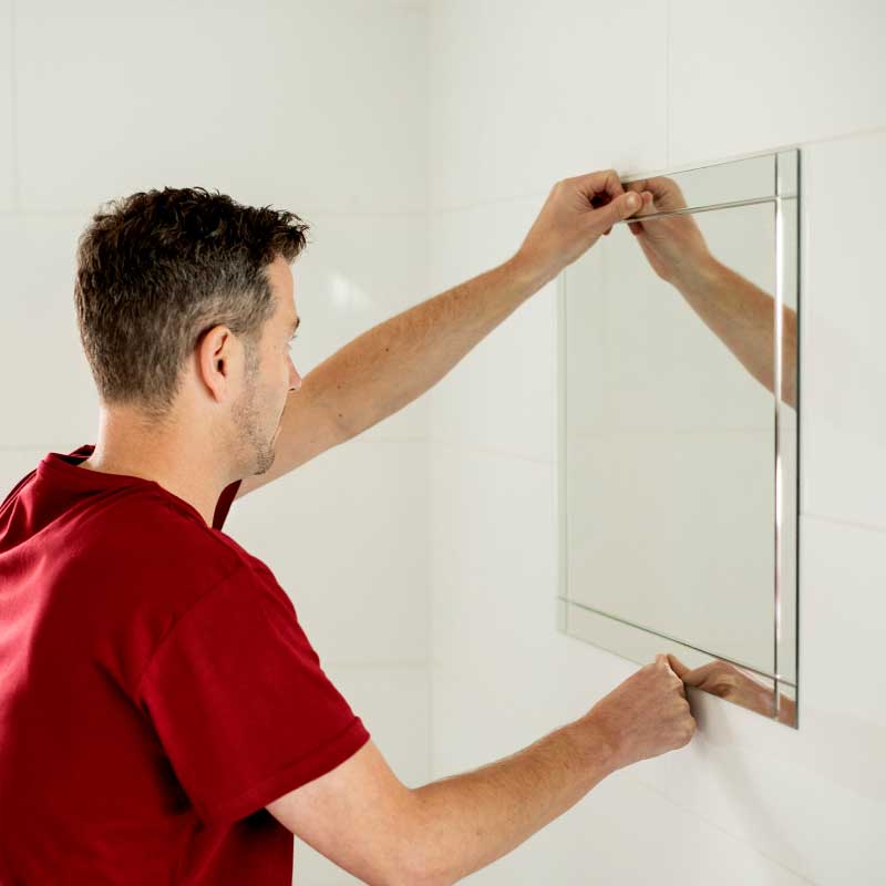 How to Hang a Bathroom Mirror Without Nails, Screws or Drilling | VELCRO® Brand - How To Hang A Mirror On A Wall Without Nails