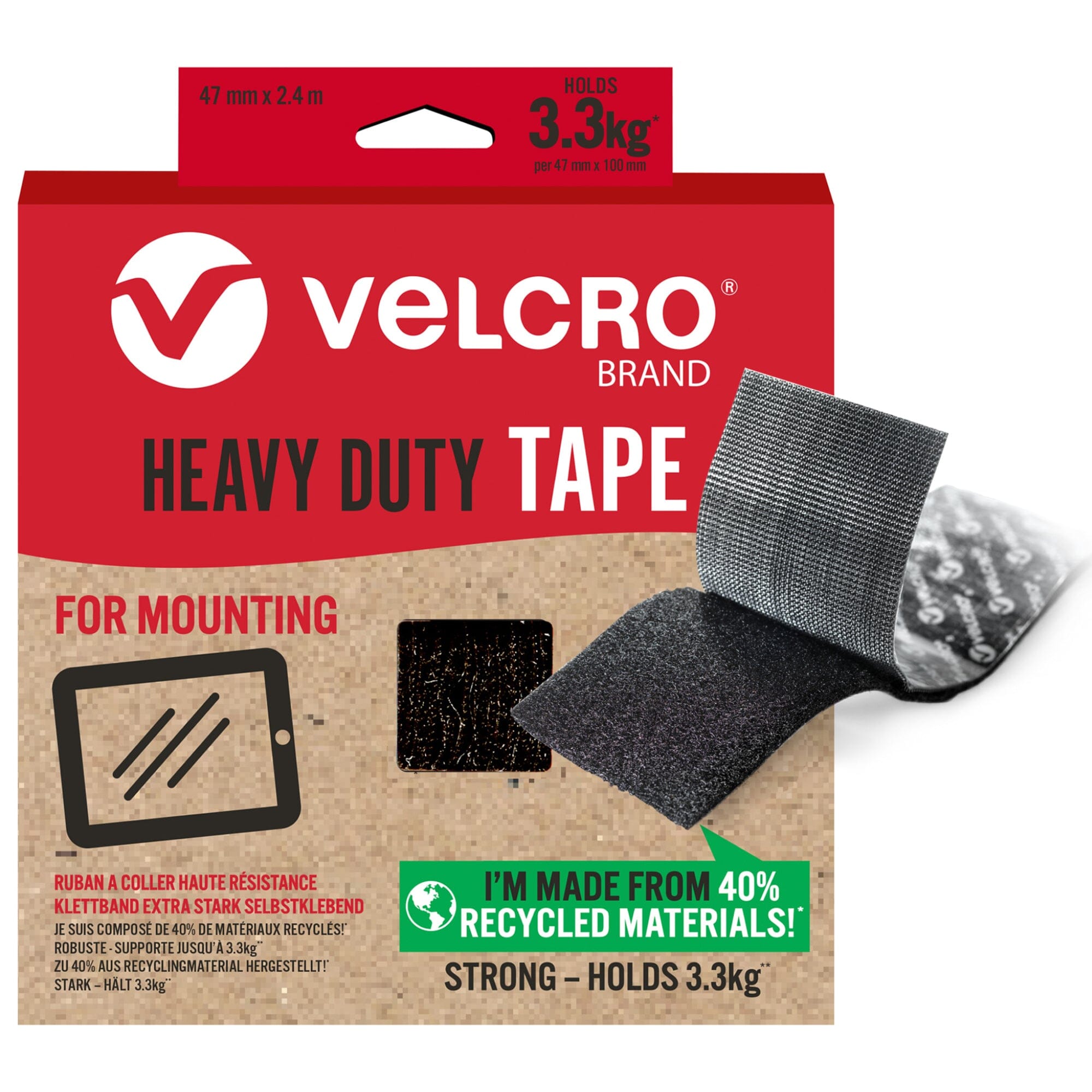 VELCRO® Brand ECO Heavy Duty Tape x 2.4m. Black. | Brand