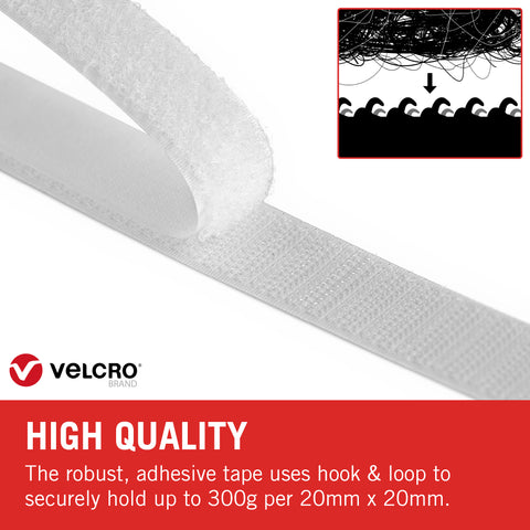 VELCRO Brand Heavy Duty Stick On Black Tape 50mm x 2.5m, Hook and Loop Tape  Self Adhesive Strips Fastener Roll, Industrial Extra Strong Double Sided